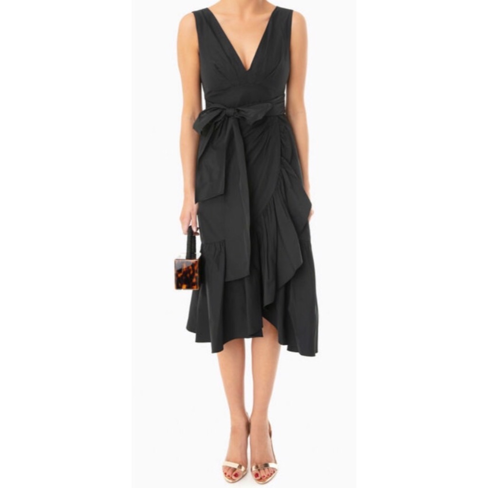 Rebecca Taylor Black Taffeta Midi Dress